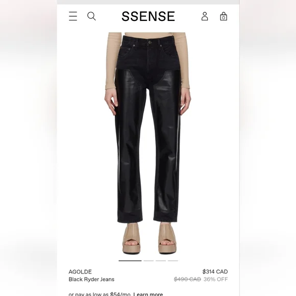 NWT Agolde Ryder Black Straight Leg Jeans-Size 34 - Picture 1 of 6